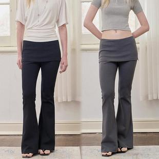 ANTIFORM背构2025新款秋季设计感低腰假两件微喇叭休闲长裤卫裤女