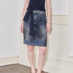 ANTIFORM背构半身裙中低腰脏洗水洗设计感复古丹宁牛仔裙2025新款
