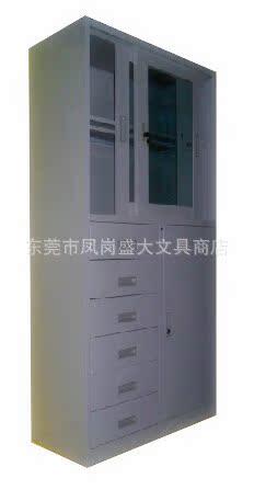 上玻璃移门下六抽掩门铁皮文件柜 密码文件柜 钢制文件柜