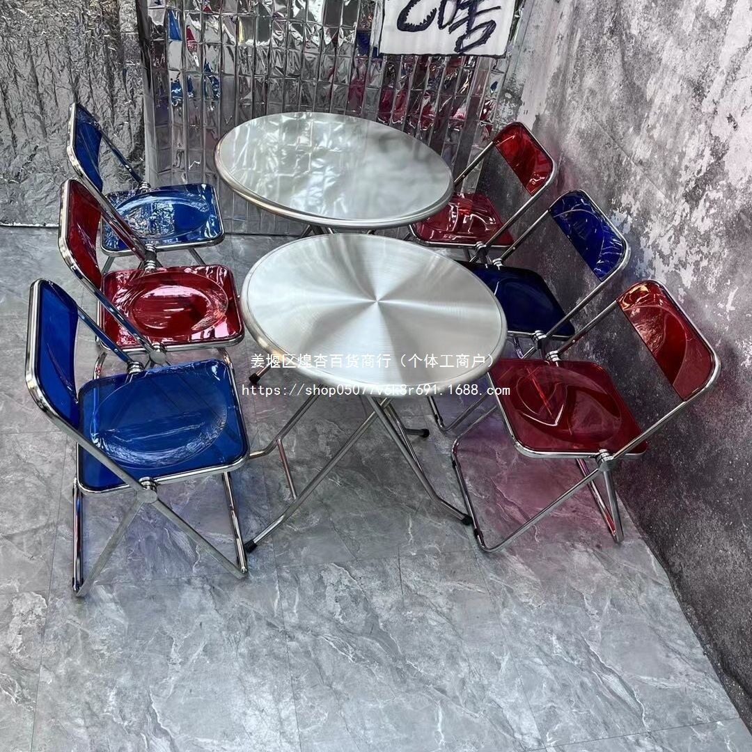 全不锈钢可折叠圆桌小方桌吃饭桌餐桌餐台快餐家用全套桌子耐用