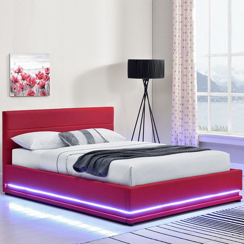 外贸工厂气动架卧室床可定制尺寸皮艺床Gas lift up bed frame