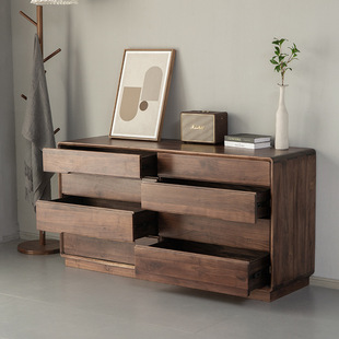 北美黑胡桃木全实木八斗柜 卧室北欧白橡木斗柜 收纳环保储物柜