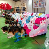 新款 狗拉雪橇冰上雪地履带狗拉雪橇鹿拉雪橇仿真狗声戏雪乐园游乐