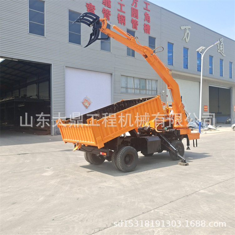 四不像随车吊挖一体机 六轮四驱随车挖 农用自卸车6-20吨