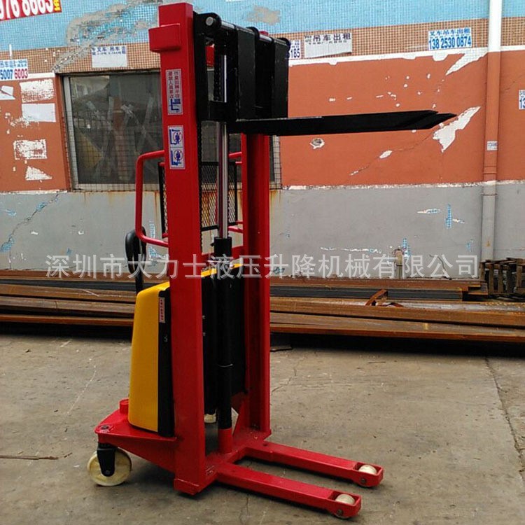 1吨窄腿半电动堆高车堆高机 窄支腿自动升高车 平衡重式叉车