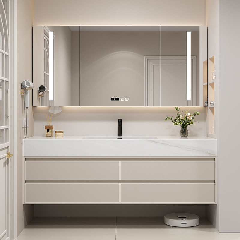 奶油风岩板无缝一体盆浴室柜组合卫生间洗漱台洗脸洗手台盆柜,电子元器件市场,电线扎带/束线带,淘宝优惠券,粉丝福利购,淘宝优惠卷