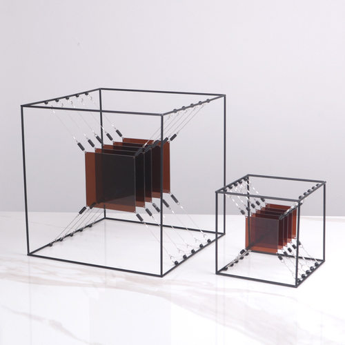 立长方体几何金属框现代简约摆件金色抽象架家居装饰品样板房客厅