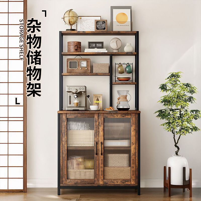 定制日式餐边柜餐厅客厅杂物储物架 多功能微波炉免打孔置物架