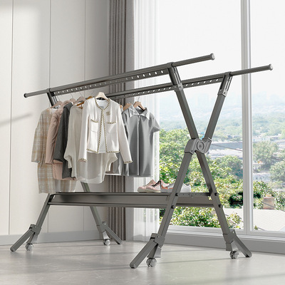 晾衣架落地阳台晾衣杆室外伸缩晒衣架子凉晒被子衣架晾晒万向轮