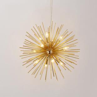 北欧后现代吊灯简约铝条金色海胆圆球餐厅客厅卧室创意个性吊灯