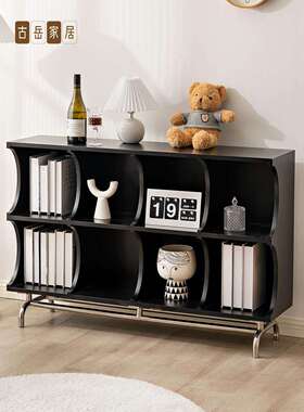 波浪极简白色黑色收纳柜电视柜中古不锈钢储物柜组合书柜创意书架