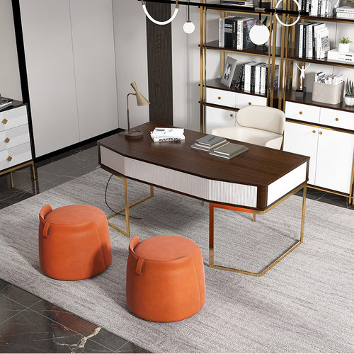 北欧设计样板房书桌轻奢书房电脑桌现代极简小户型家用办公桌家具