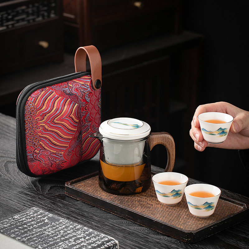 便携式旅行茶具小套装简易户外功夫泡茶壶茶杯个人专用露营快客杯