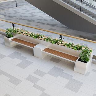 花箱户外组合不锈钢花槽商场花盆坐凳铁艺庭院花园布置造景种植箱
