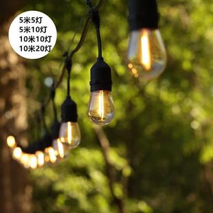 户外露营led灯串线防水装饰S14灯泡彩色天幕氛围灯头串灯S14灯串