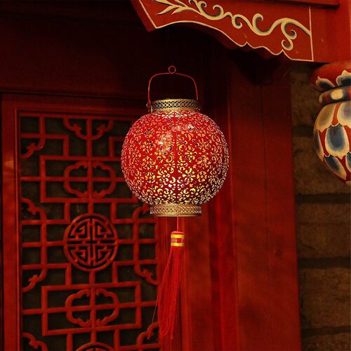 户外中式铁艺太阳能灯笼氛围灯