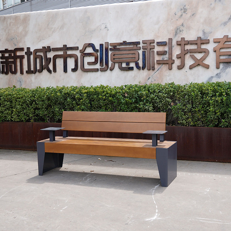 定制户外休闲座椅 公园防腐木休闲椅 小区长椅子 成品景观坐椅