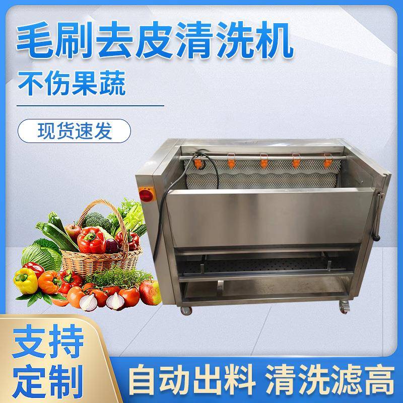 全自动毛刷土豆清洗机家用毛辊清洗去皮机不锈钢清洗神器一体机