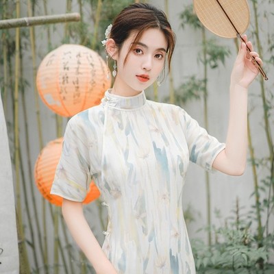 新中式旗袍2024新款夏季日w常可穿改良汉服女中国风女装国风连衣