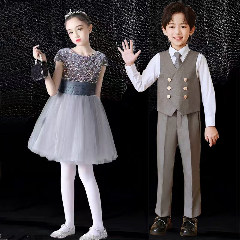 儿童演出服中小学生大合唱团表演服主持人集体合唱礼服男女童朗诵