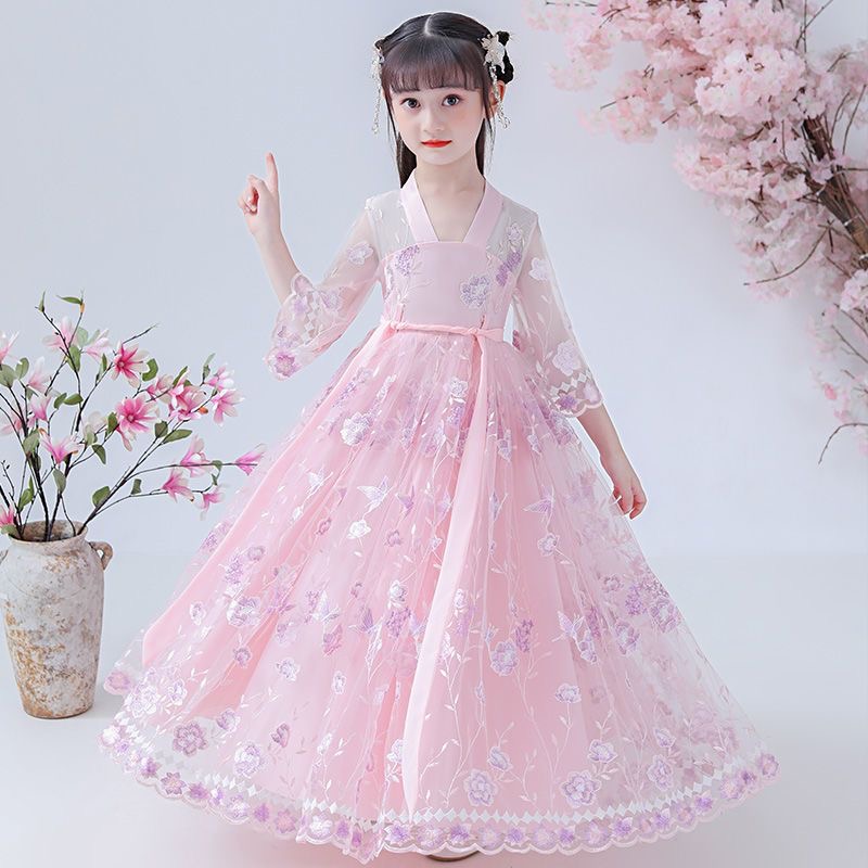 女童汉服连衣裙夏装2023新款古装薄款纱裙儿童裙子夏季女孩公主裙