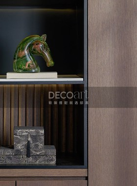 邸高家居 新中式书房书柜样板房装饰摆件 软装柜体饰品陈列多件套