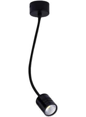 12伏黑色明装led软管射灯3W吸顶背景墙壁画长杆弯管灯照画12V侧装