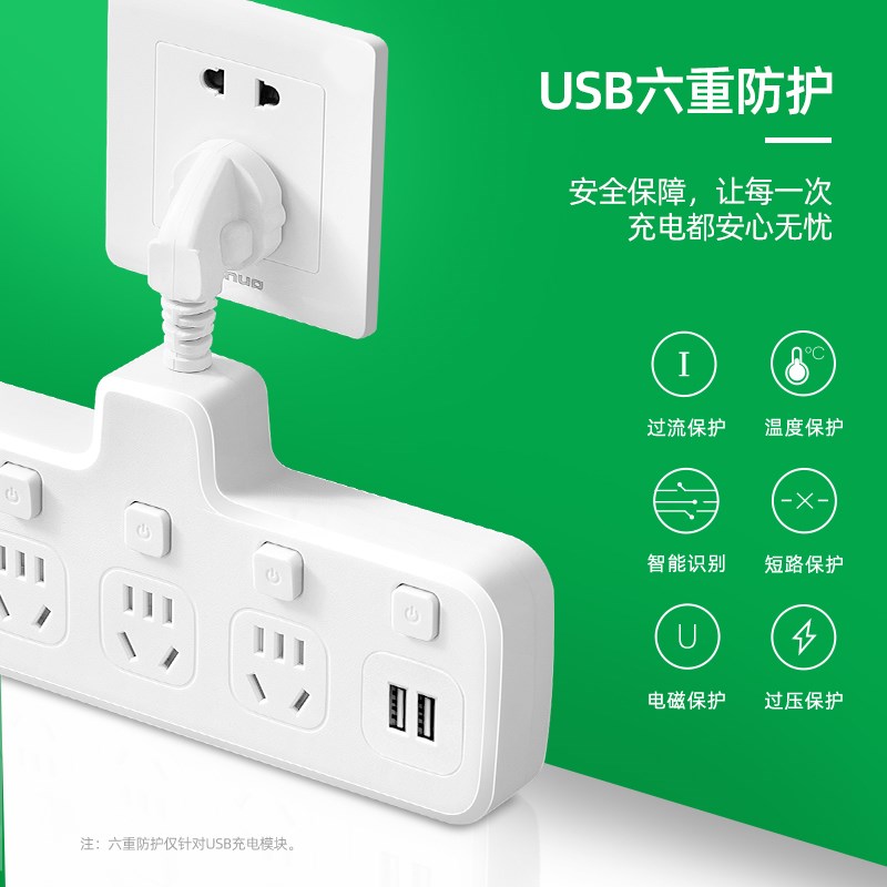 多功能插排插座拓展多插位家用插线板无线带USB插头转换器