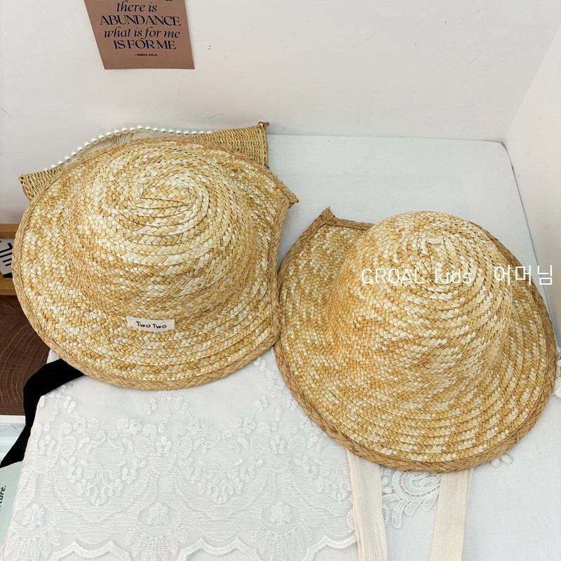 设计师款麦秆帽~韩国儿童草帽夏季大帽檐女童遮阳帽草编帽子凉帽