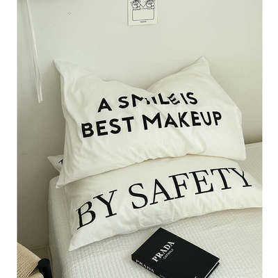 ins简约字母全棉枕套单只装 纯棉枕芯内胆套48cmX74cm枕头套单品
