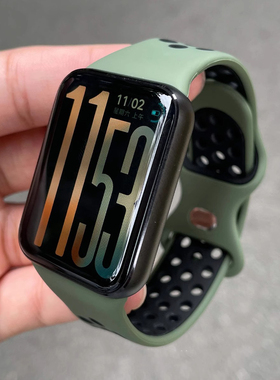 适用小米手环9Pro硅胶表带红米手表6/5/4双色洞洞透气腕带智能运动Redmi表链时尚男女撞色耐磨轻盈表带配件