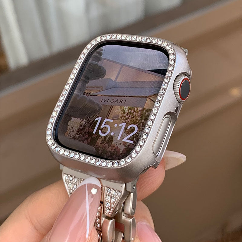 适用于华为watchfit3/4pro仿钻保护壳PC钢化一体镂空