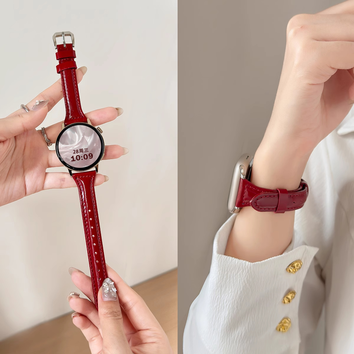适用于vivowatch5手表真皮表带
