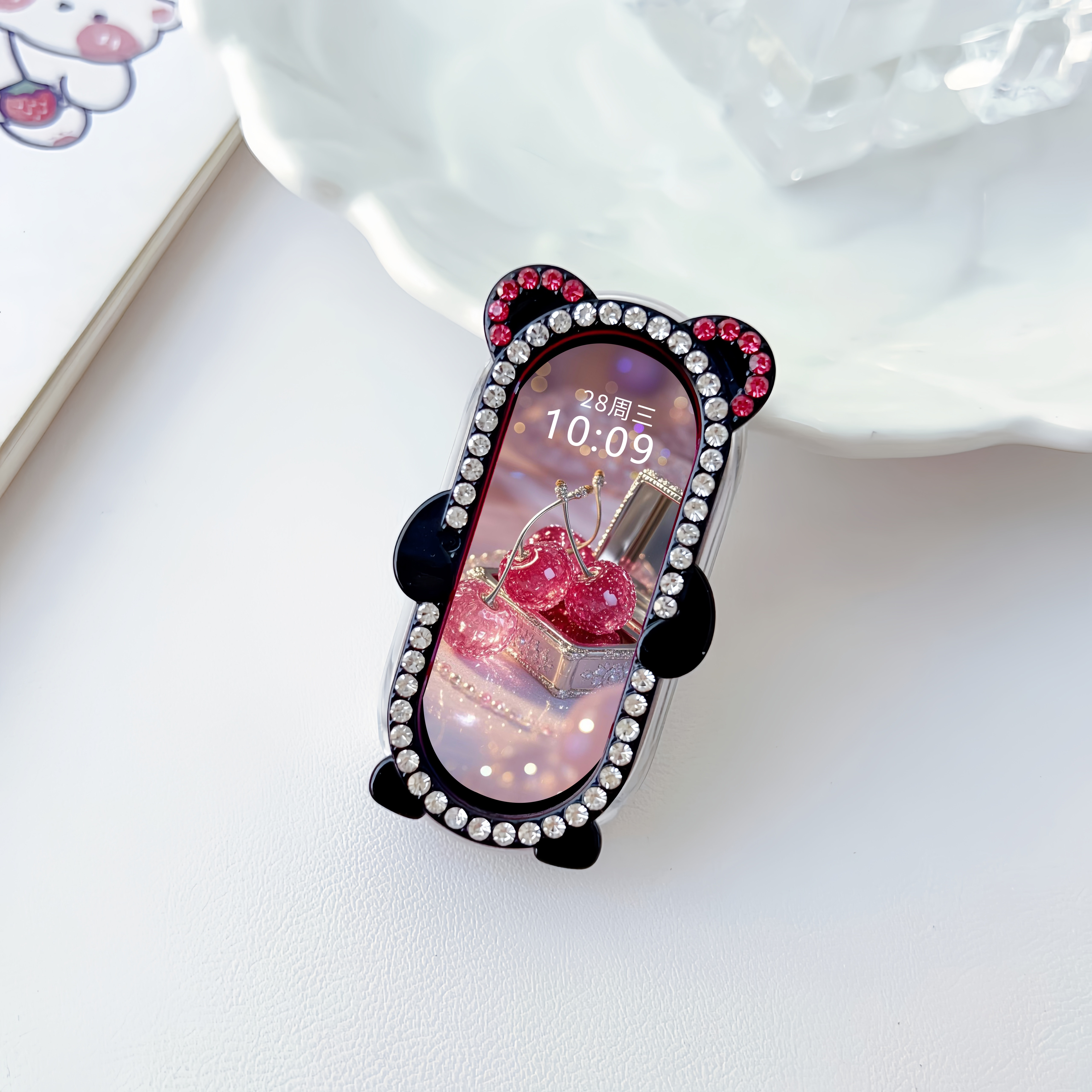 适用于小米手环10保护壳仿钻可爱草莓熊女镂空小米手环9硬壳边框抗震防摔手表小米手环8新款少女粉保护表套,智能设备,智能手表/手环保护壳,淘宝优惠券,粉丝福利购,淘宝优惠卷