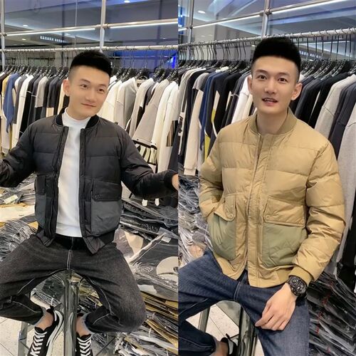 9622新款男士圆n领立领彩色黑色轻薄羽绒服男款时尚宽松冬季外套