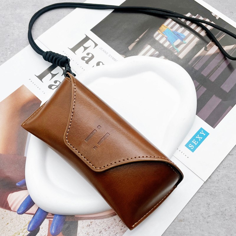 17cm大号级棕色挂钩眼镜包】大号码男女抗压太阳眼镜墨镜包男女