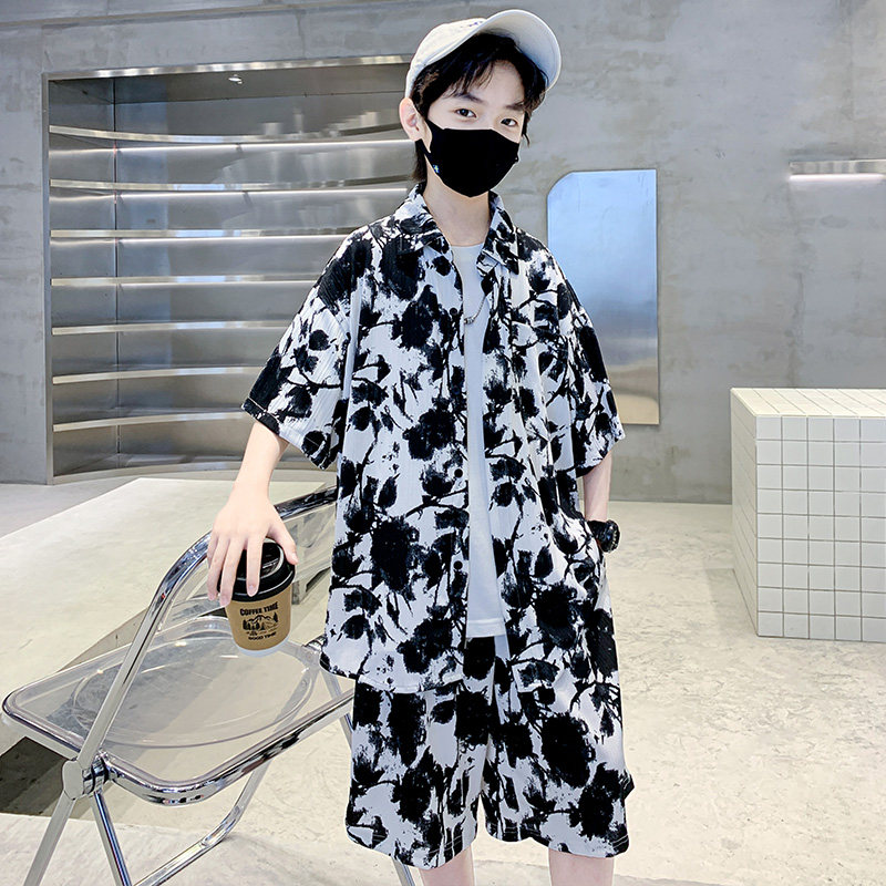 男童夏装衬衫套装2024新款儿童夏季短裤两件套Q男孩夏款衣服帅气图片
