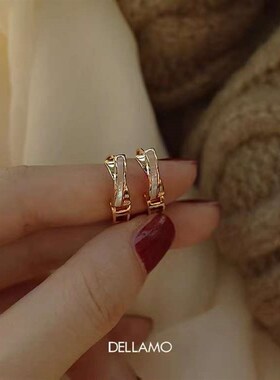 交叉耳饰女夏天气质小众耳环耳圈耳扣I耳夹202021年新款潮