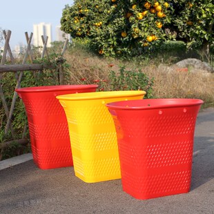 仿竹编塑料大背篼装水果蔬菜捡菌子圆口背篓赶集背筐带绳孔手提口