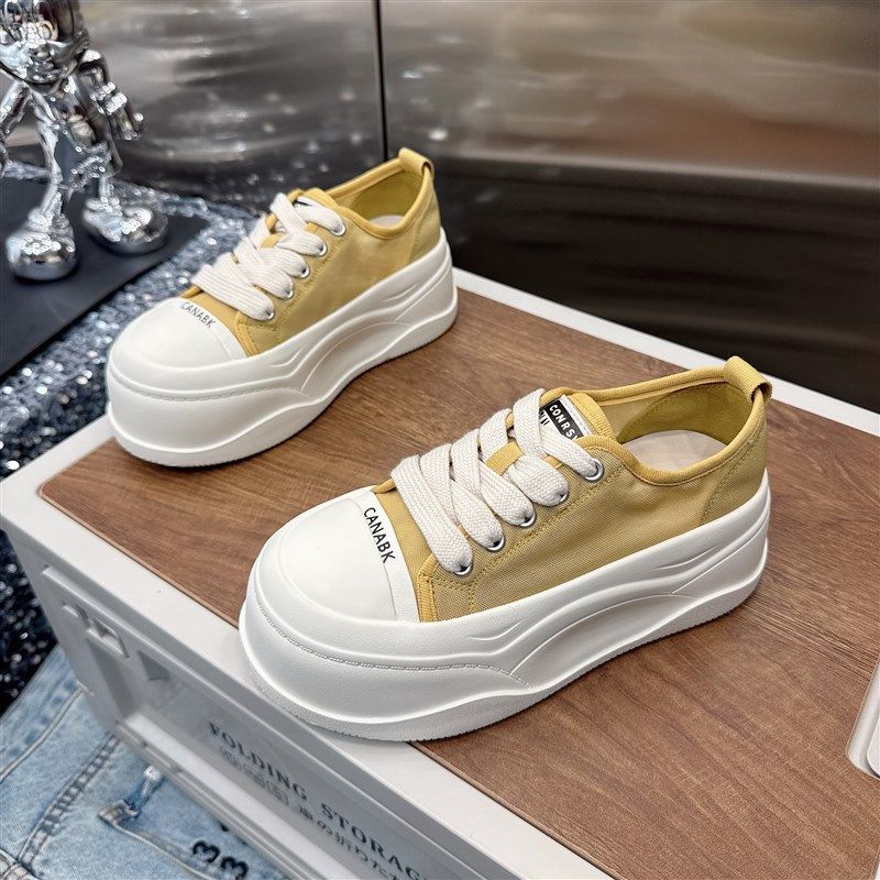 冰丝网面小白鞋女夏季2025新款韩版百搭休闲松糕厚底帆Z布鞋滑板