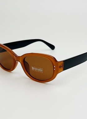 404的店椭圆复古茶色时髦墨镜遮脸显脸小韩版太阳眼镜男女防UV400