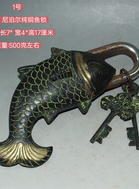 仿古清代民国古董锁老式纯铜老铜锁钥匙箱子门锁挂锁复古怀旧铜锁