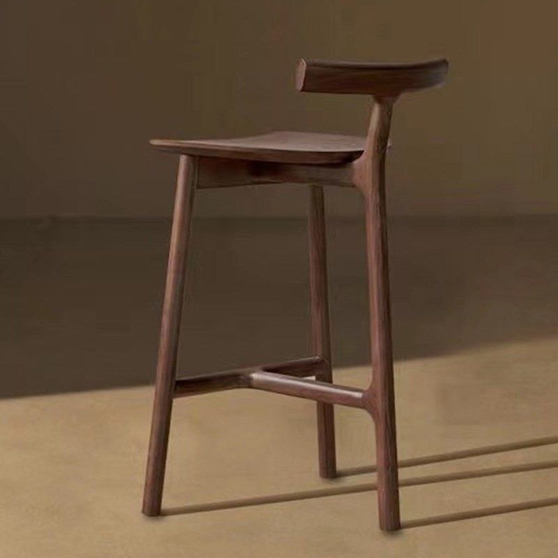全实木靠背吧f台椅子简约现代家用客厅岛台高脚凳轻奢酒吧会所吧