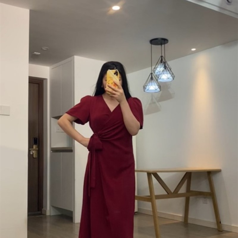 大码女装b连衣裙女胖MM夏装孕妇遮肚子巨显瘦妈妈礼服气质红色长