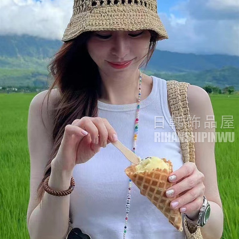 眼镜链彩色串珠墨镜链子链条口罩链挂绳夏日多巴胺饰品女挂脖时尚