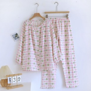 月子服纯棉纱布孕妇产后睡衣女长袖产妇哺乳孕妇家居服女喂奶全棉