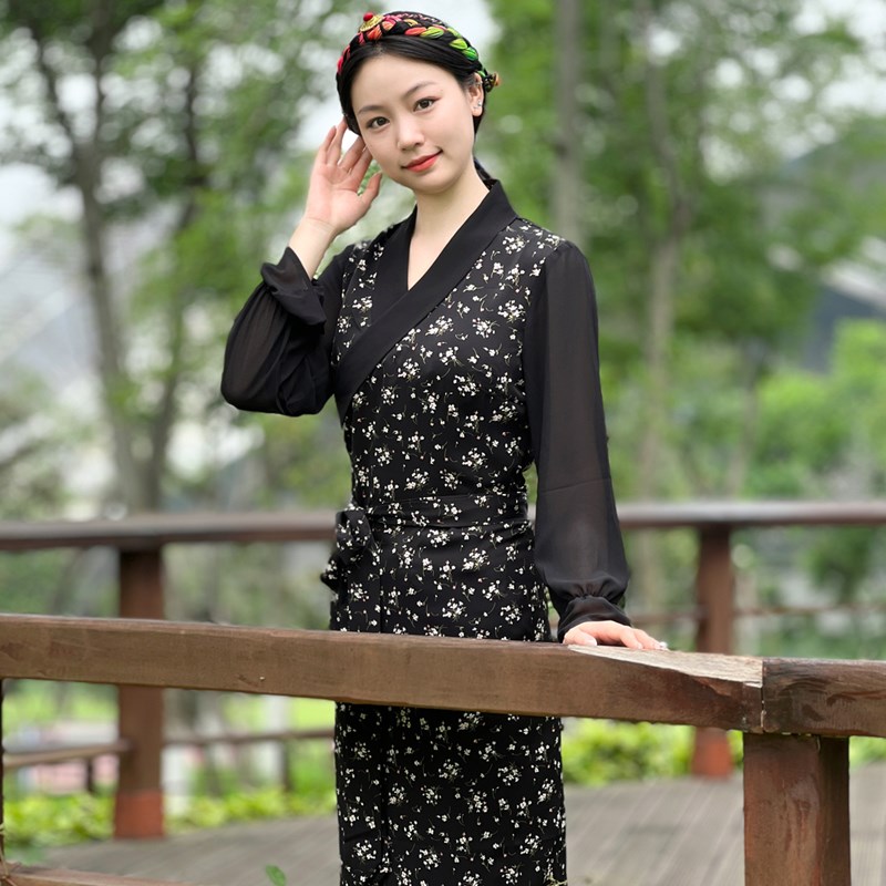 藏式外套藏族服装 藏装拉萨服夏季碎花博拉西藏服裹裙民族风长裙