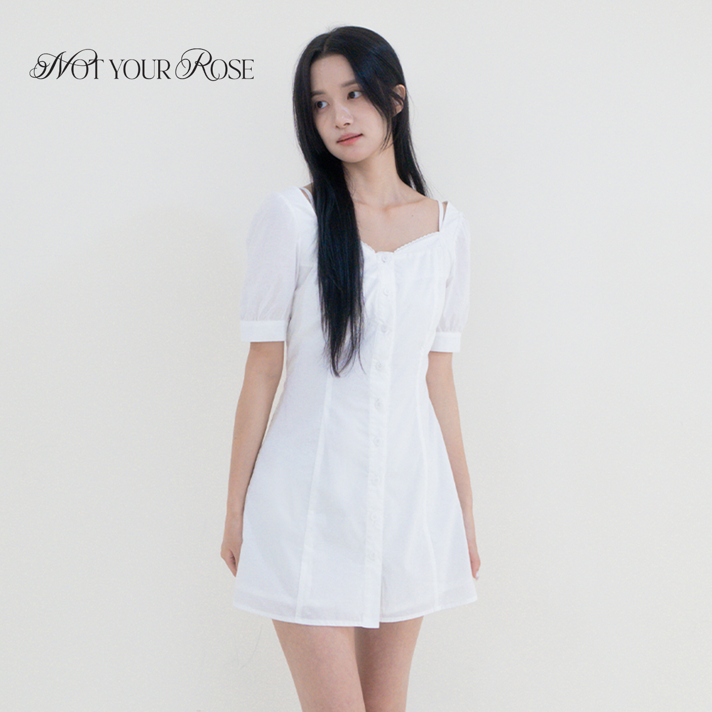 Notyourrose秋2025年新款前排扣蕾丝叠穿式方领女法式复古连衣裙