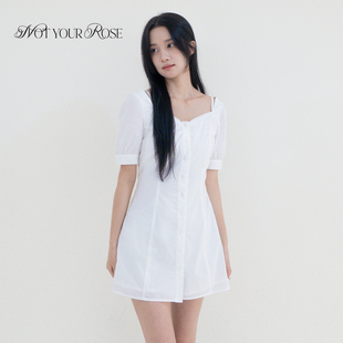 Notyourrose秋2025年新款前排扣蕾丝叠穿式方领女法式复古连衣裙