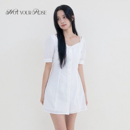 Notyourrose秋2025年新款前排扣蕾丝叠穿式方领女法式复古连衣裙